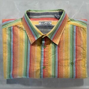 Vintage Colorful Candy Stripe Long Sleeve Button Down Shirt Men’s 5XL *READ*